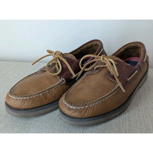 Sperry Top Sider Tan Brown Leather Mens 10.5 M Boat Shoes Nautical Fisherman - Picture 2 of 7